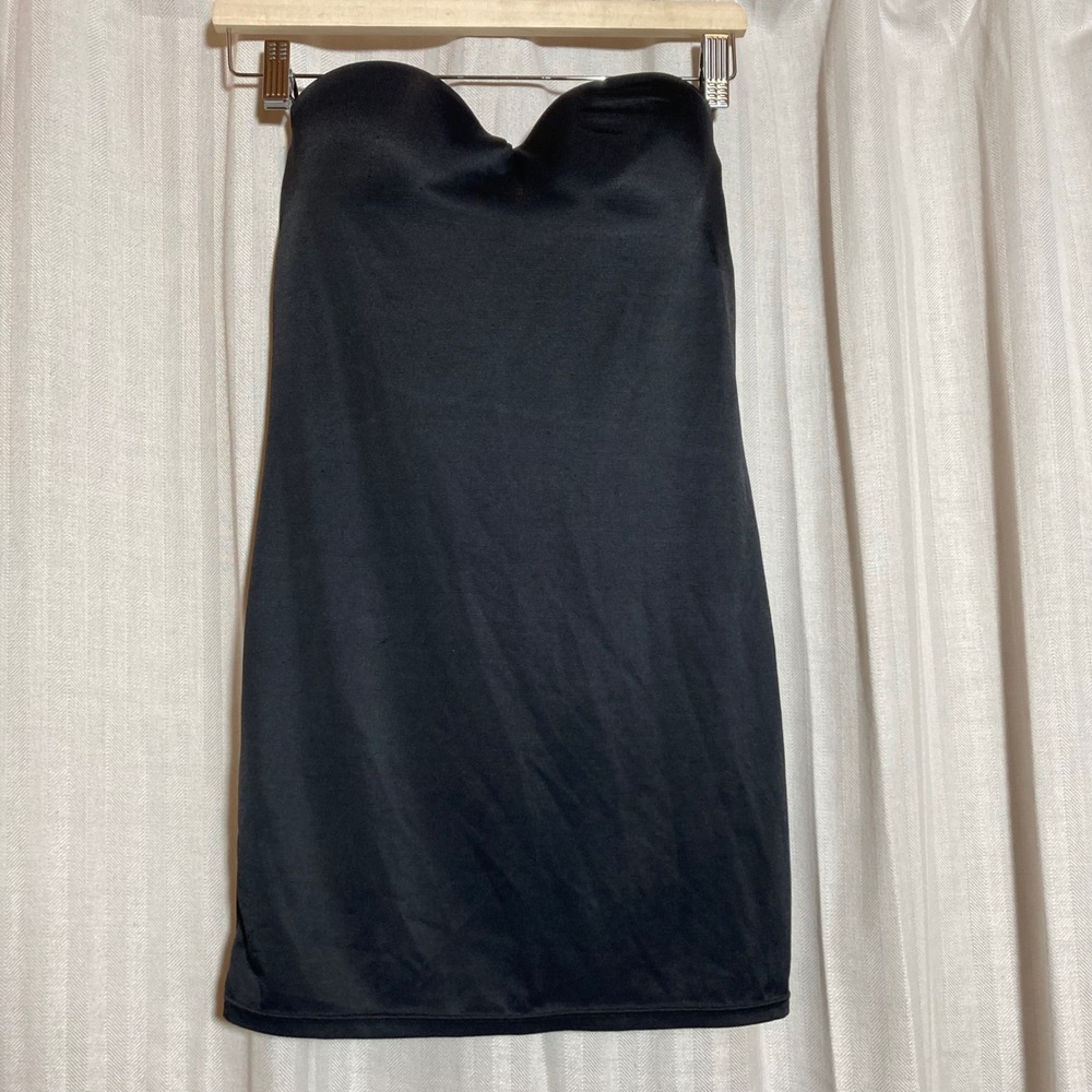 Victorias Secret Black Strapless Body Shaper Slip Underwire Dress 36C 22 Inch